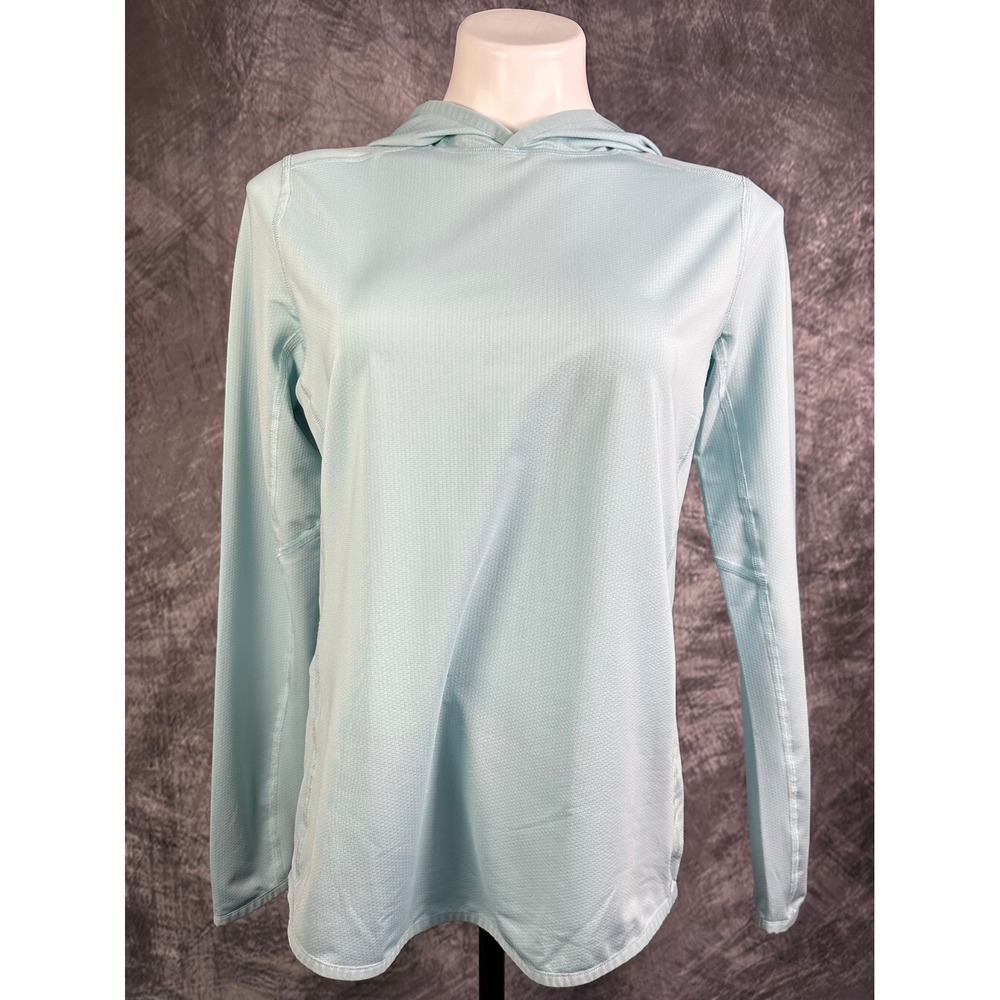 Duluth Trading Co Armachillo Hoodie Women Small Sage Green Cooling Long Sleeve